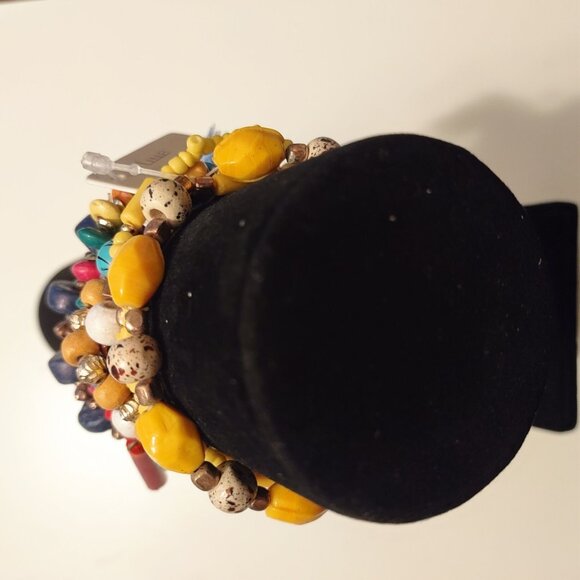 Colorful Beaded Bracelet Set With Yellow Green Blue & Red Beads-NEW - Picture 3 of 4